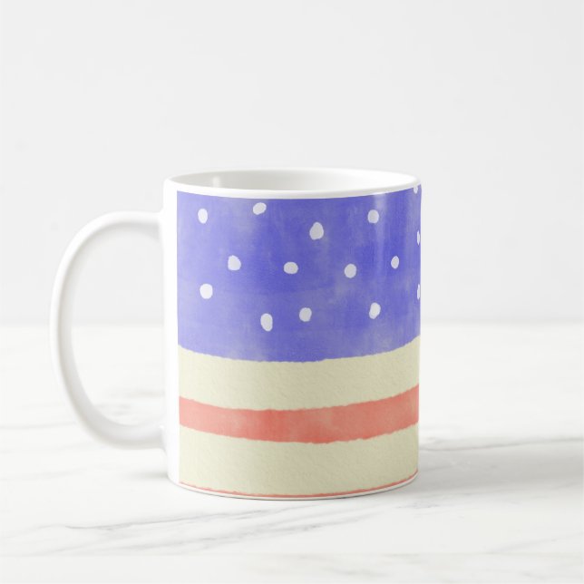 Watercolor rustikale US-Flagge Kaffeetasse (Links)