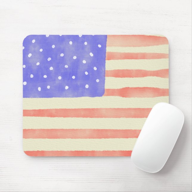 Watercolor rustikale US-Flagge Mousepad (Mit Mouse)