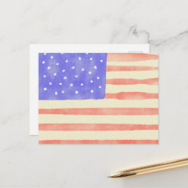Watercolor rustikale US-Flagge Postkarte