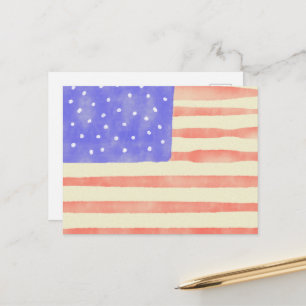 Watercolor rustikale US-Flagge Postkarte
