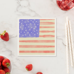 Watercolor rustikale US-Flagge Serviette