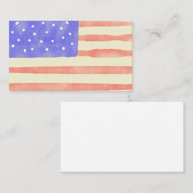 Watercolor rustikale US-Flagge Visitenkarte (Vorne/Hinten)