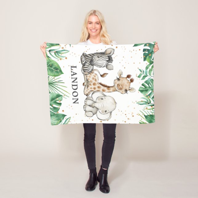 Watercolor Safari Animals Baby Boy Kinderzimmer Fleecedecke (Beispiel)