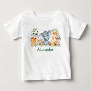 Watercolor Safari Baby Animals Elephant Baby T-shirt