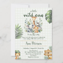 Watercolor Safari Baby Shower Invitation