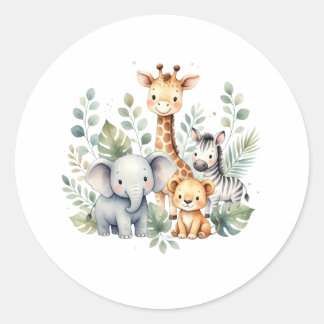 Watercolor Safari Baby Shower Stickers