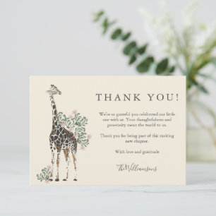 Watercolor Safari Giraffe Baby Shower Name Benutze Dankeskarte