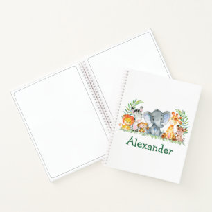 Watercolor Safari Jungle Animals Kid Zeichne Notizbuch
