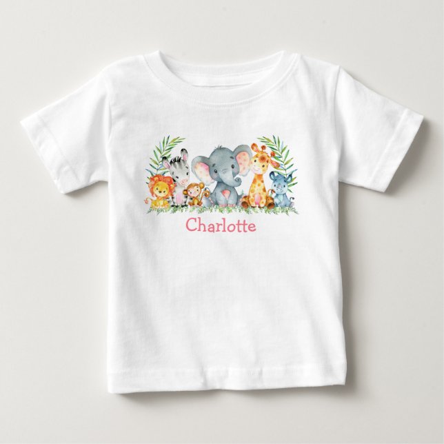 Watercolor Safari Jungle Niedlich Baby Animes T-shirt (Vorderseite)
