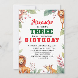 Watercolor-Safari-Kinderparty-Tiere Dschungel-Safa Einladung