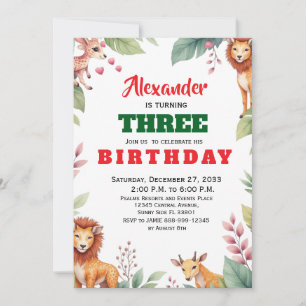 Watercolor-Safari-Kinderparty-Tiere Dschungel-Safa Einladung