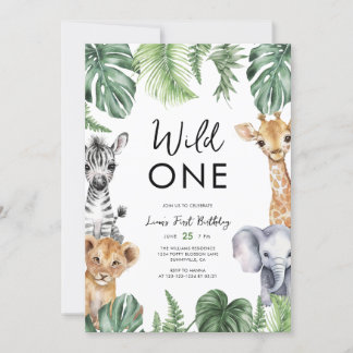 Watercolor Safari Tiere Wild Ein Geburtstag Einladung