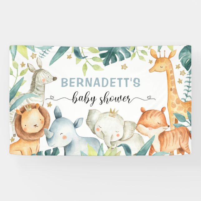 Watercolor Safari Wild Baby Duschbanner Banner (Horizontal)