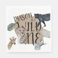 Watercolor Safari Wild One Animal Birthday Party
