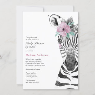 Watercolor Safari Zebra Baby Dusche by Mail Einladung