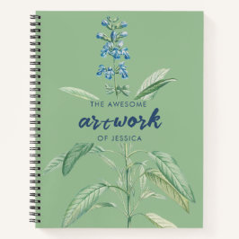 Watercolor Sage Green Artist Sketchbook Notebook Notizbuch