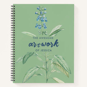 Watercolor Sage Green Artist Sketchbook Notebook Notizbuch