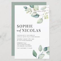 Watercolor Sage Green Eucalyptus Wedite Invite