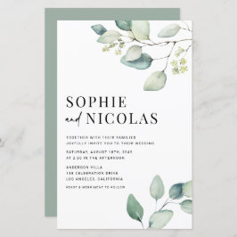 Watercolor Sage Green Eucalyptus Wedite Invite