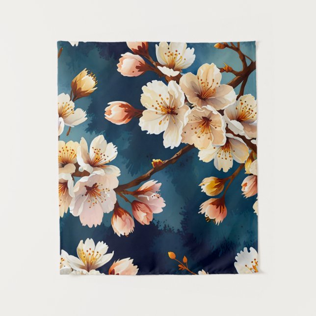 Watercolor Sakura Dreams Wandteppich (Vorderseite)