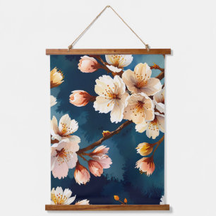 Watercolor Sakura Dreams Wandteppich Mit Holzrahmen