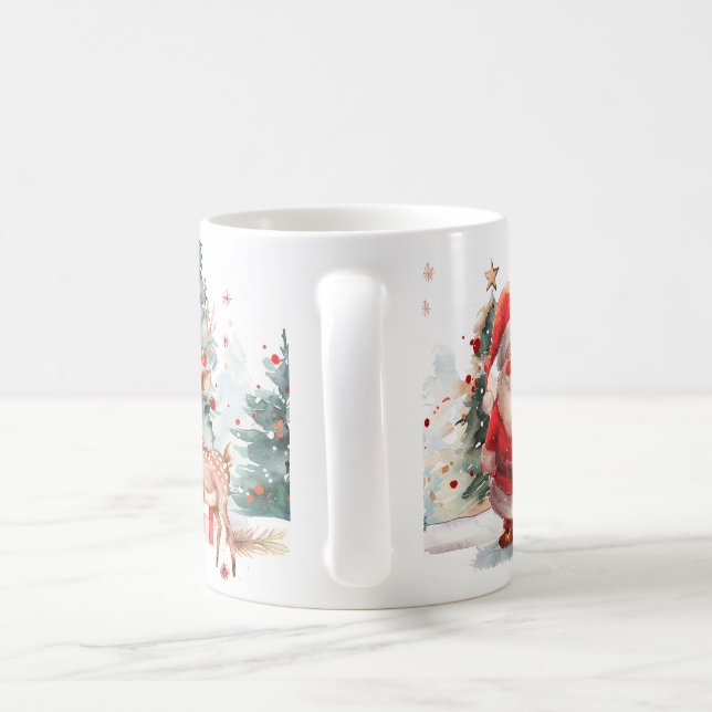 Watercolor Santa and Reindeer Mug Kaffeetasse (Henkel)