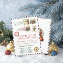 Watercolor Santa Baby Winter Baby Shower mom-to-b