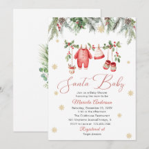Watercolor Santa Baby Winter Baby Shower werdende 