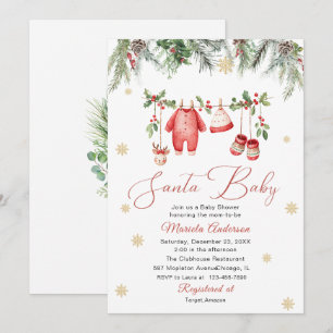 Watercolor Santa Baby Winter Baby Shower werdende Einladung