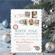 Watercolor Santa BabyNordpol Baby Shower werdende 