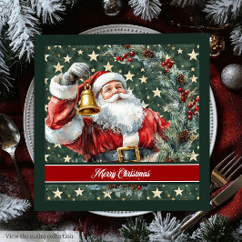 Watercolor Santa Claus Monogram Party Napkins Serviette