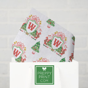Watercolor Santa Monogram Wappen Weihnachten Seidenpapier