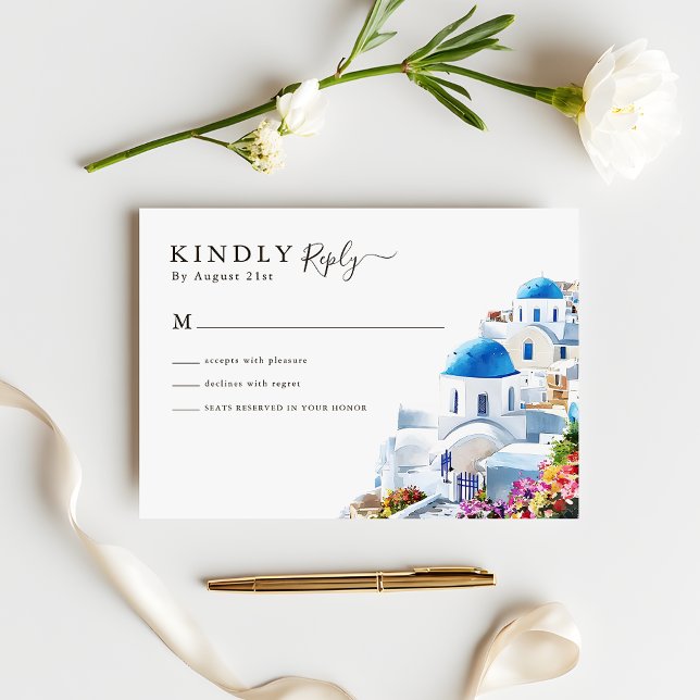 Watercolor Santorini  Destination Wedding RSVP (Von Creator hochgeladen)