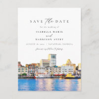 Watercolor Savannah Georgia Skyline Zielort