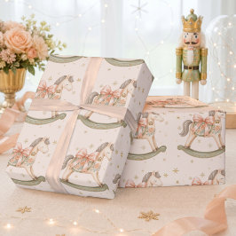 Watercolor Schaukelpferd Weihnachten Baby Shower  Geschenkpapier