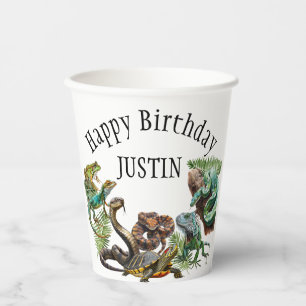 Watercolor Schlange Birthday Reptile Pappbecher