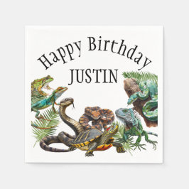 Watercolor Schlange Birthday Reptile Serviette