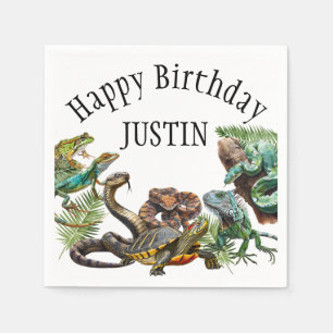 Watercolor Schlange Birthday Reptile Serviette
