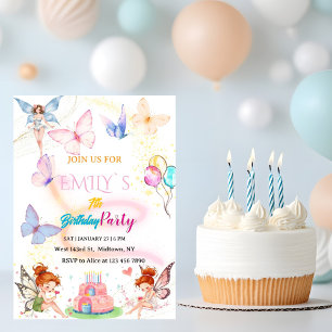 Watercolor-Schmetterling Magischer Feen-Geburtstag Einladung