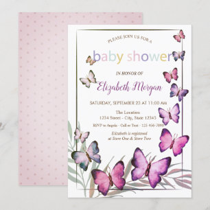 Watercolor-Schmetterlinge Punkte Baby Shower Einladung