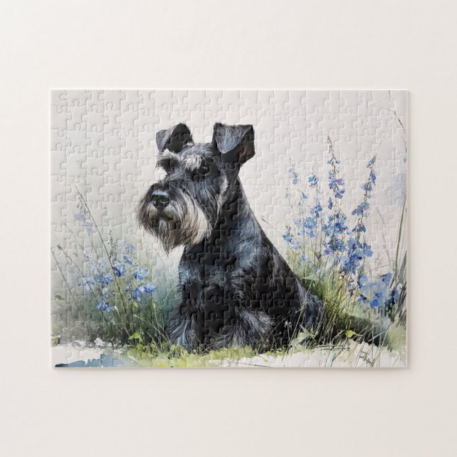 Watercolor Schnauzer Puzzle (Horizontal)