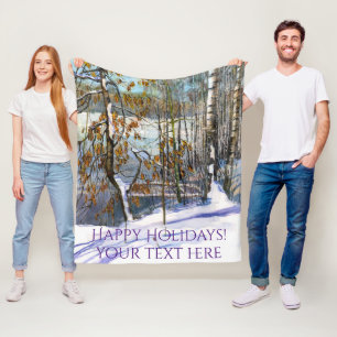 Watercolor Schnee fiel   Fleecedecke