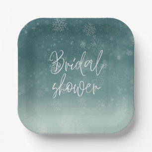 Watercolor-Schneeflocken Winter Hochzeitsdusche  Pappteller