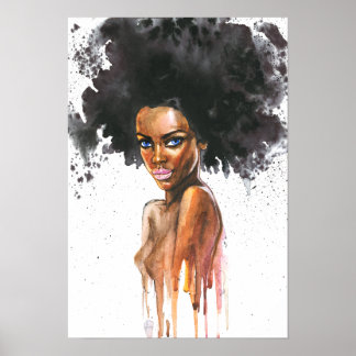 Watercolor schöne Afrikanerin, Poster