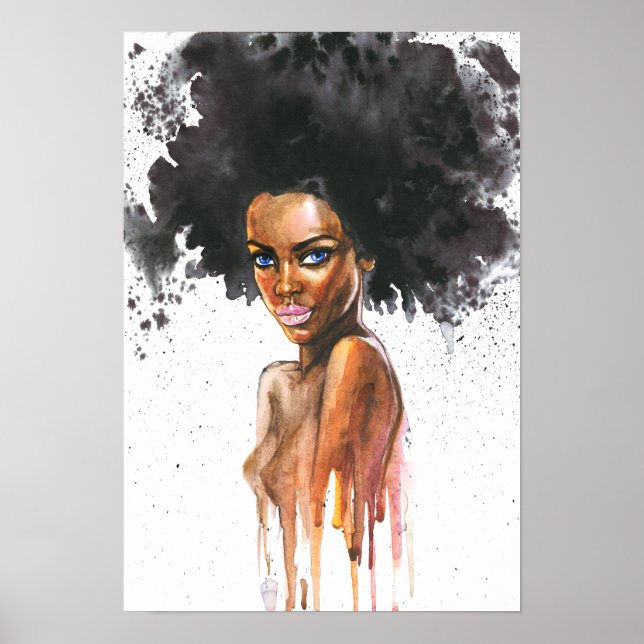 Watercolor schöne Afrikanerin, Poster (Vorne)