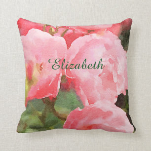 Watercolor-schöne rosa englische Rosen-Blumen Kissen
