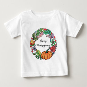 Watercolor-schöner KürbisWreath mit Blätter Baby T-shirt