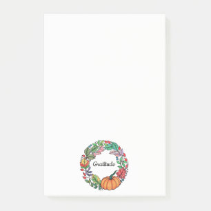 Watercolor-schöner KürbisWreath mit Blätter Post-it Klebezettel