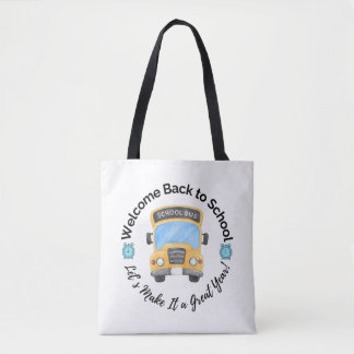 Watercolor School Bus Tote Bag