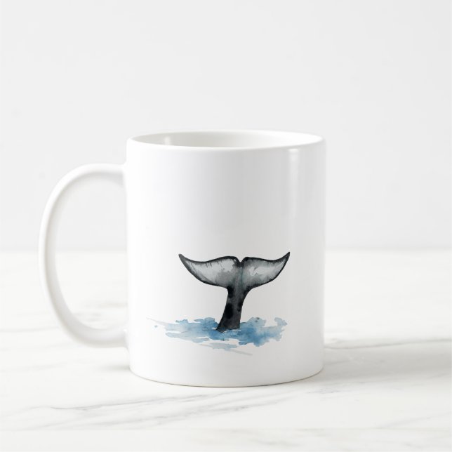 Watercolor-Schwanzteller-Orca-Aufkleber Kaffeetasse (Links)